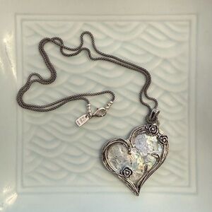 PZ Roman Glass Sterling Silver Heart Pendant Necklace